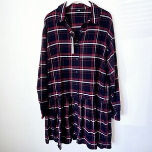 Uniqlo Women's Soft Flannel Long-Sleeve Tiered Mini Dress